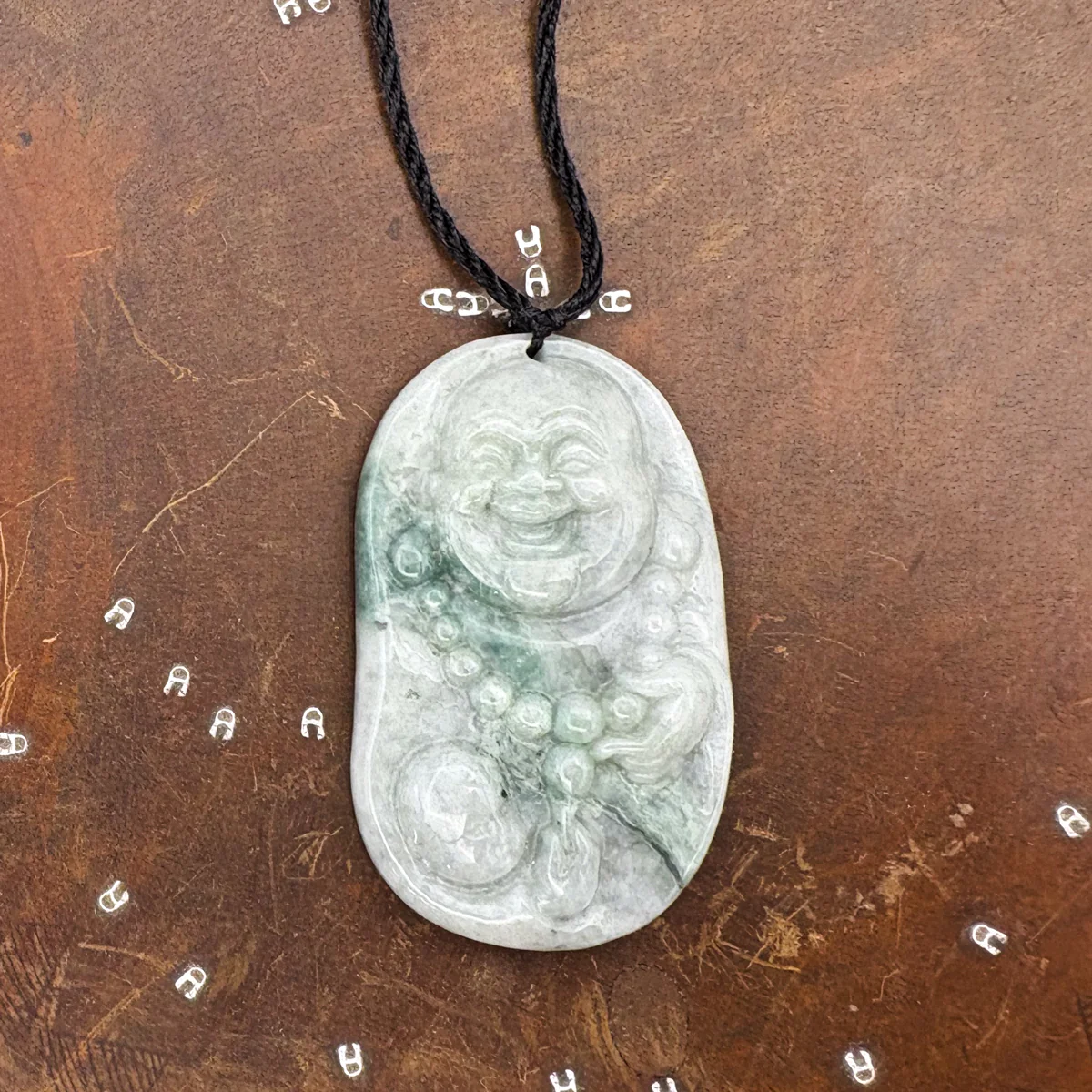 Certified Green Lavender Natural Type A Jadeite Carved Happy Buddha God Pendant Necklace - Image 4