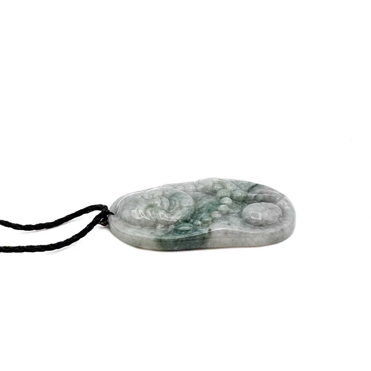 Certified Green Lavender Natural Type A Jadeite Carved Happy Buddha God Pendant Necklace - Image 6