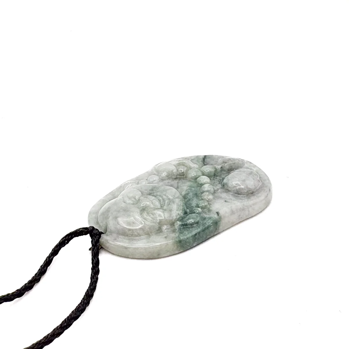 Certified Green Lavender Natural Type A Jadeite Carved Happy Buddha God Pendant Necklace - Image 9