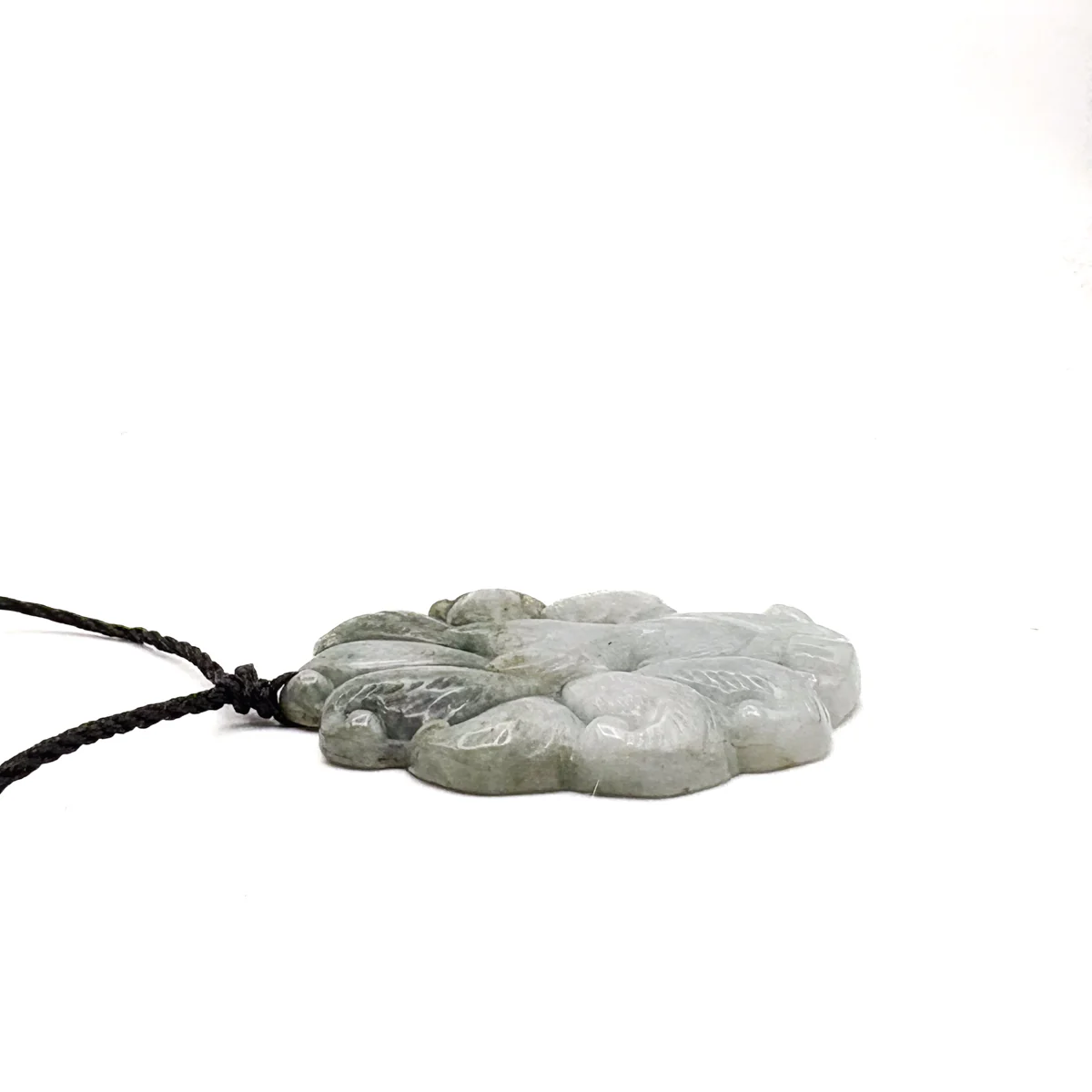 Certified Green Lavender Natural Type A Jadeite Nine-Tailed Fox Pendant - Image 10
