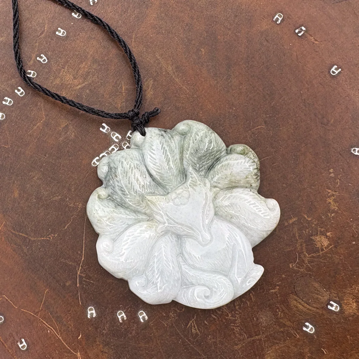 Certified Green Lavender Natural Type A Jadeite Nine-Tailed Fox Pendant - Image 3