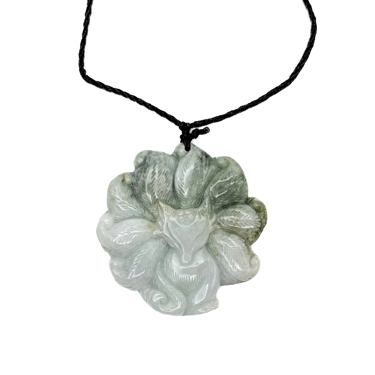 Certified Green Lavender Natural Type A Jadeite Nine-Tailed Fox Pendant - Image 4