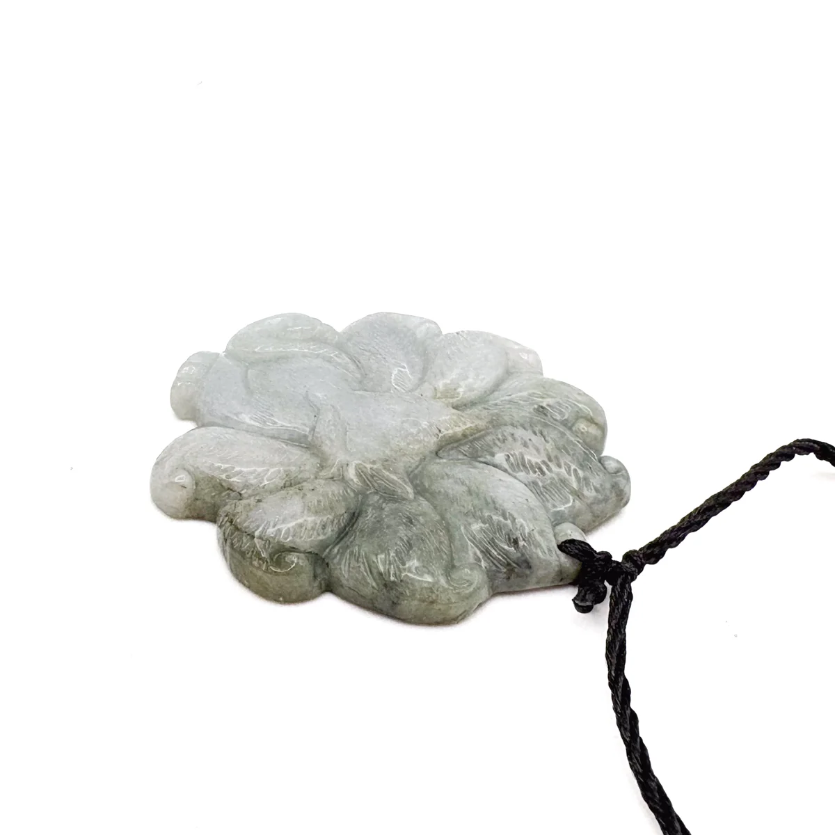 Certified Green Lavender Natural Type A Jadeite Nine-Tailed Fox Pendant - Image 6