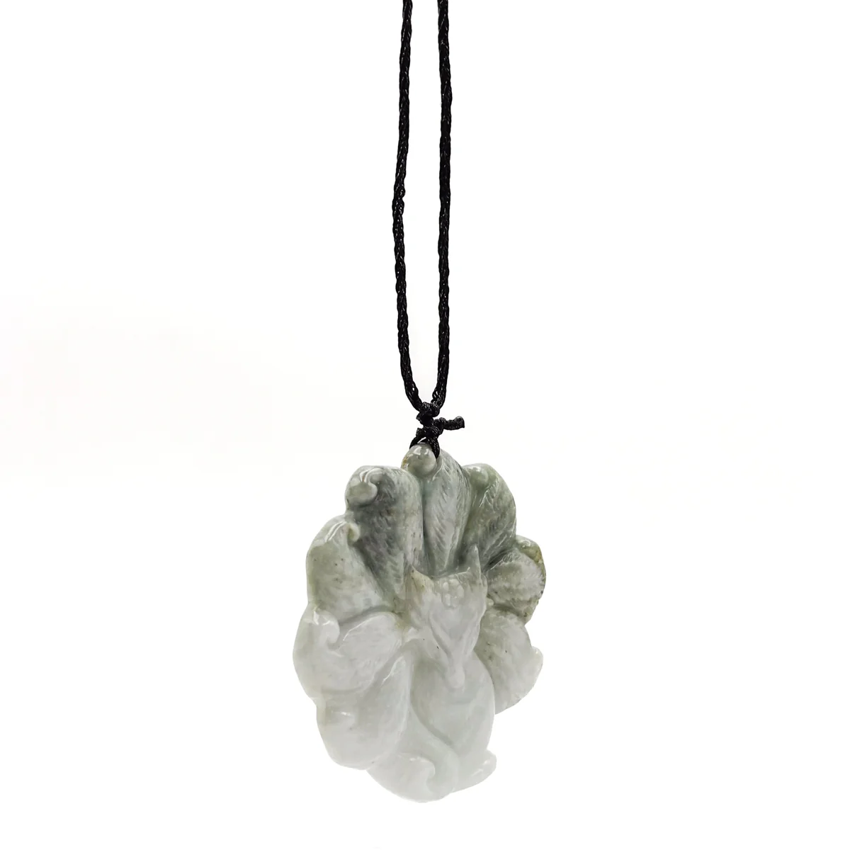 Certified Green Lavender Natural Type A Jadeite Nine-Tailed Fox Pendant - Image 8