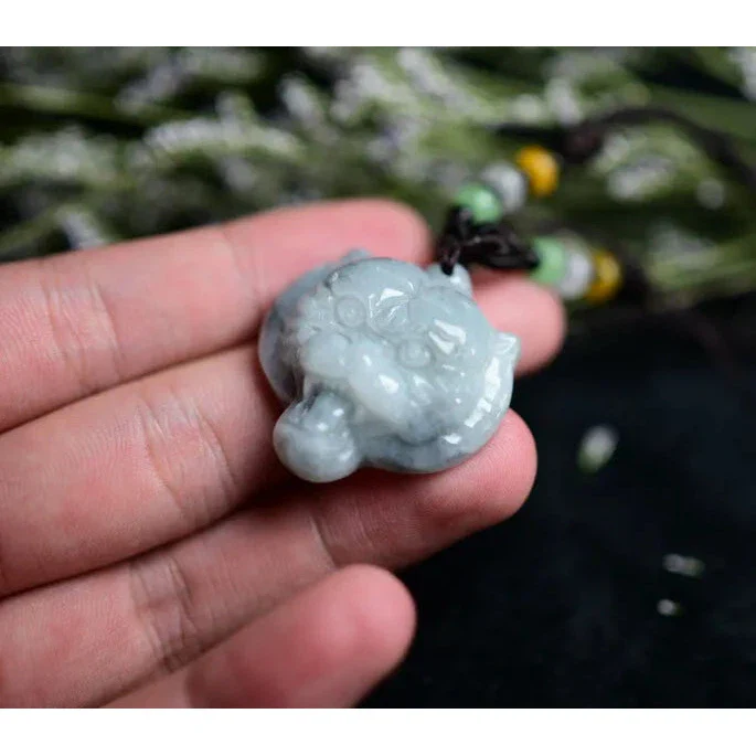 Certified Green Natural 100% A Jade Jadeite Pendant Tiger Head - Image 4