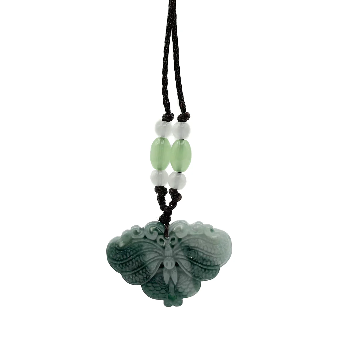 Certified Green Natural A Jade Jadeite Carved Butterfly Ruyi Pendant - Image 10