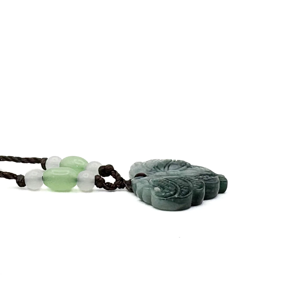 Certified Green Natural A Jade Jadeite Carved Butterfly Ruyi Pendant - Image 11