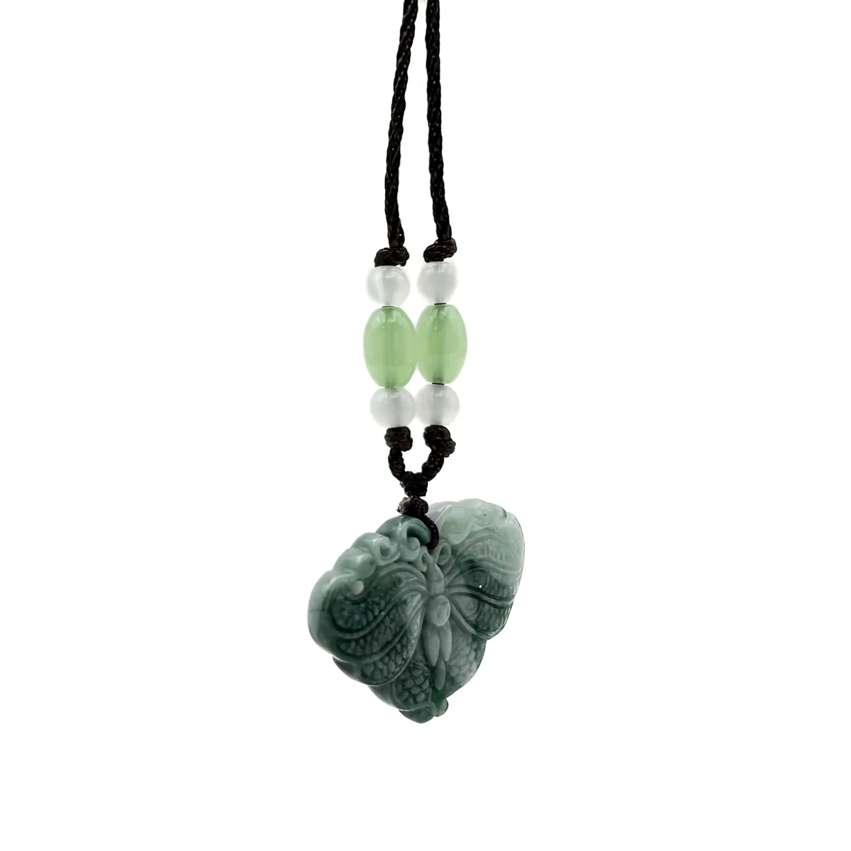 Certified Green Natural A Jade Jadeite Carved Butterfly Ruyi Pendant - Image 8