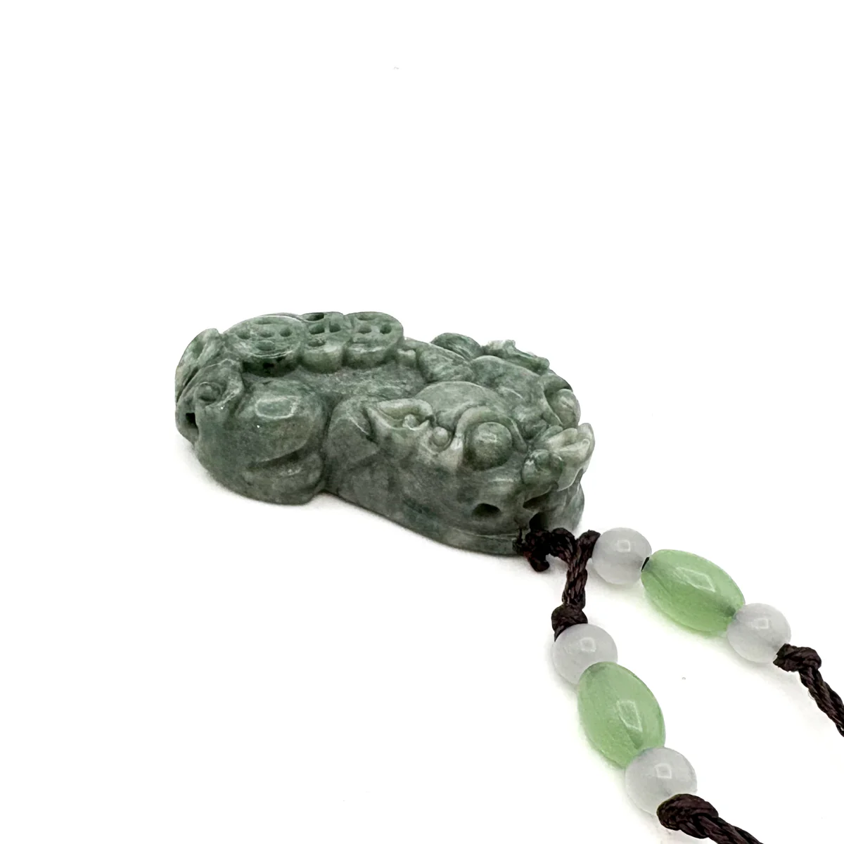 Certified Green Natural A Jade Jadeite Carved Dragon Pi Xiu Ruyi Pendant - Image 4
