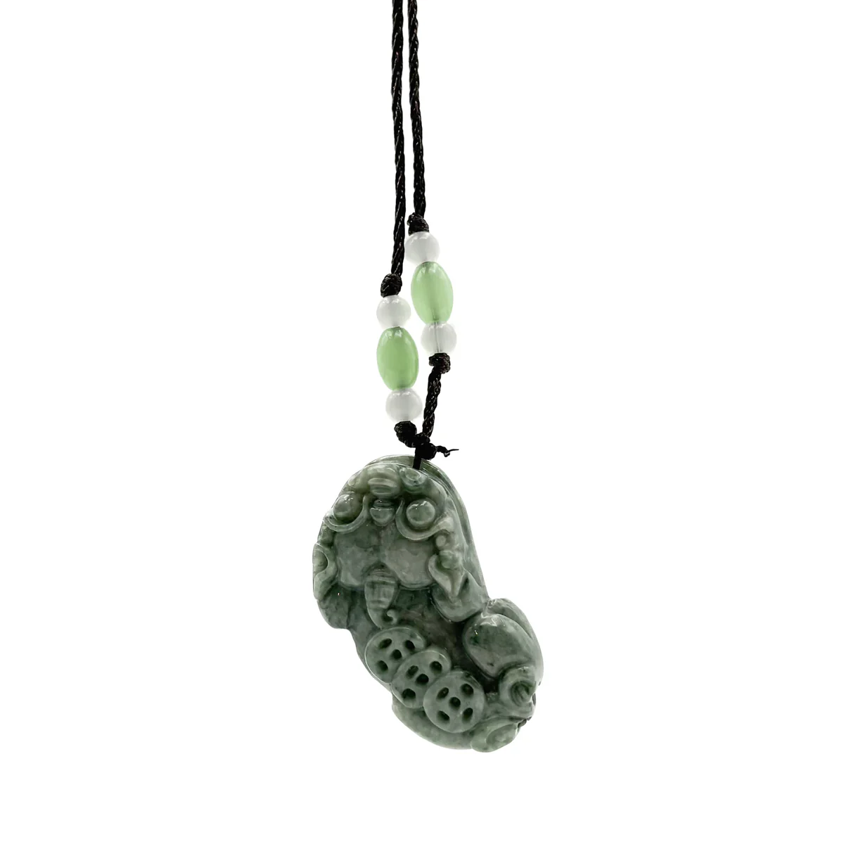 Certified Green Natural A Jade Jadeite Carved Dragon Pi Xiu Ruyi Pendant - Image 6