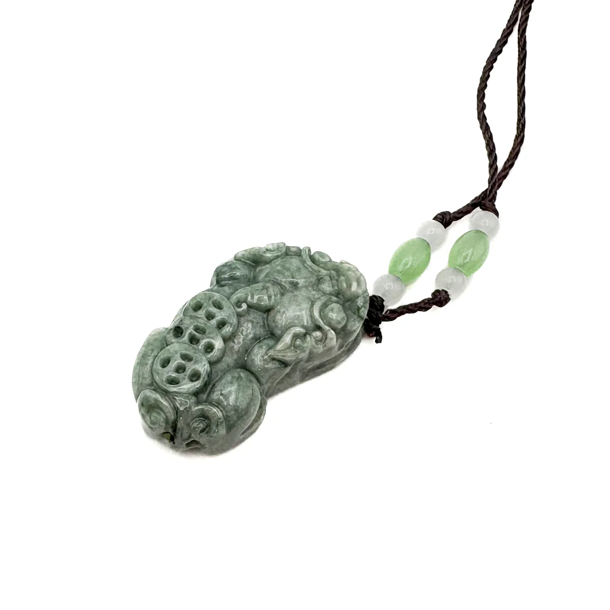 Certified Green Natural A Jade Jadeite Carved Dragon Pi Xiu Ruyi Pendant - Image 8