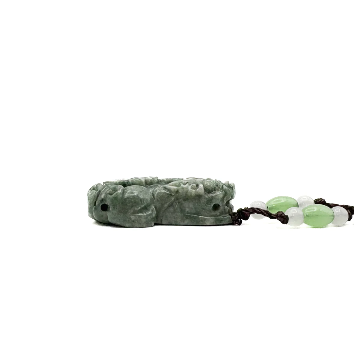 Certified Green Natural A Jade Jadeite Carved Dragon Pi Xiu Ruyi Pendant - Image 9