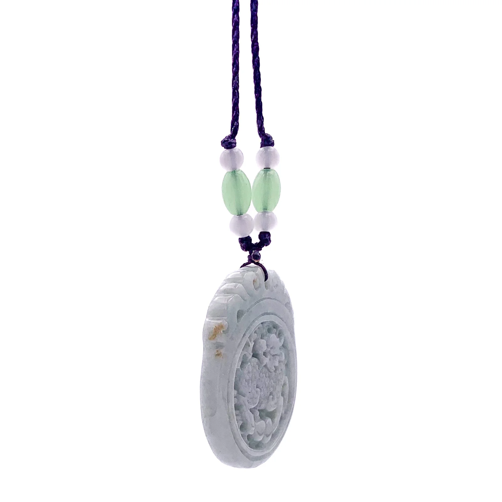 Green Natural A Jade Jadeite Carved Kylin Ruyi Pendant Necklace - Image 4