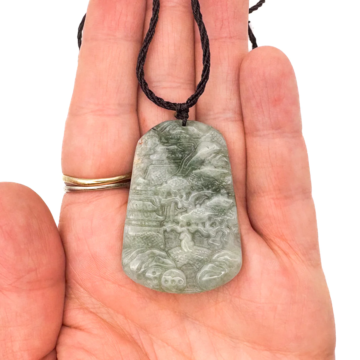 Certified Green Natural A Jade Jadeite Carved Pendant Landscape Painting Necklace - Image 14