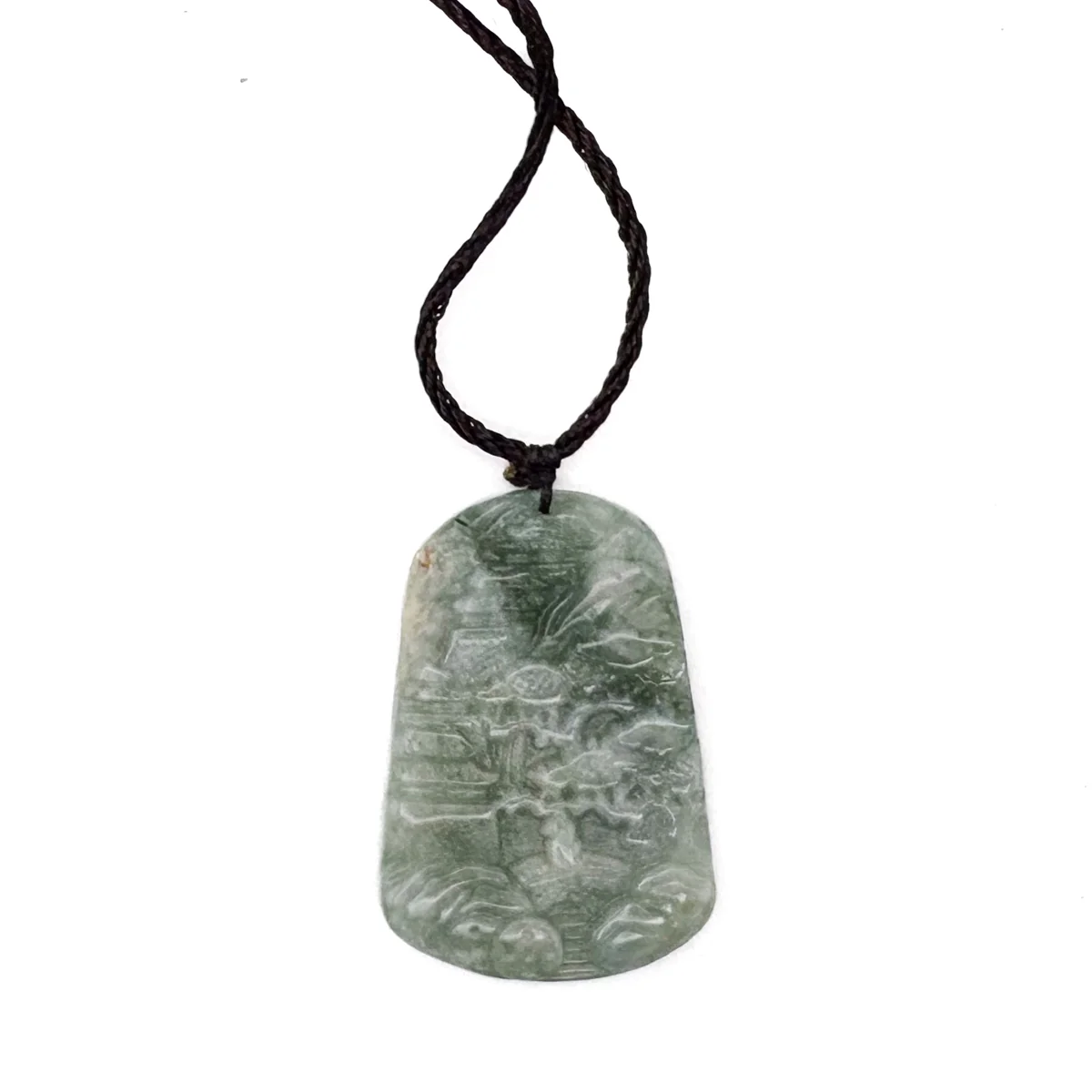 Certified Green Natural A Jade Jadeite Carved Pendant Landscape Painting Necklace - Image 4