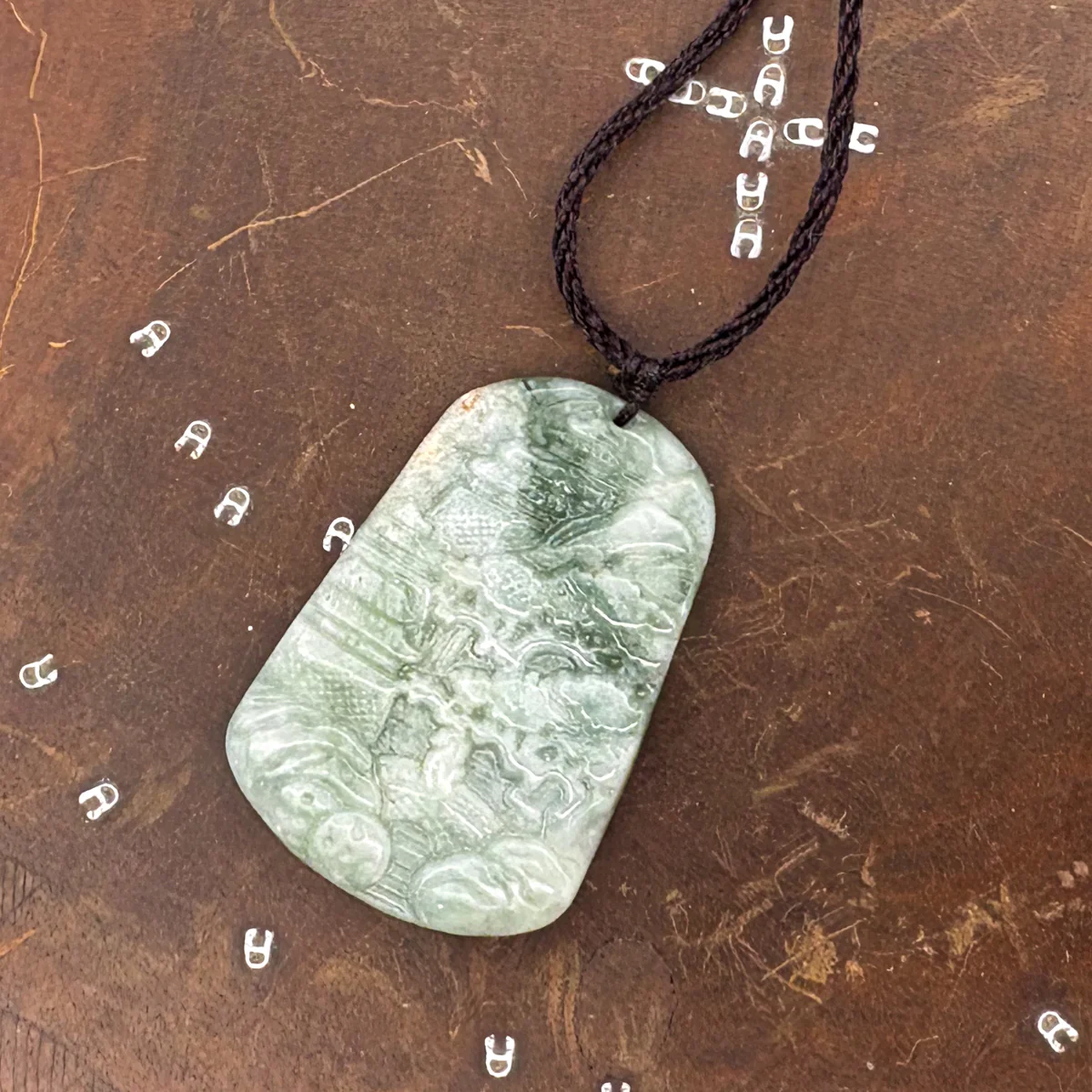 Certified Green Natural A Jade Jadeite Carved Pendant Landscape Painting Necklace - Image 5