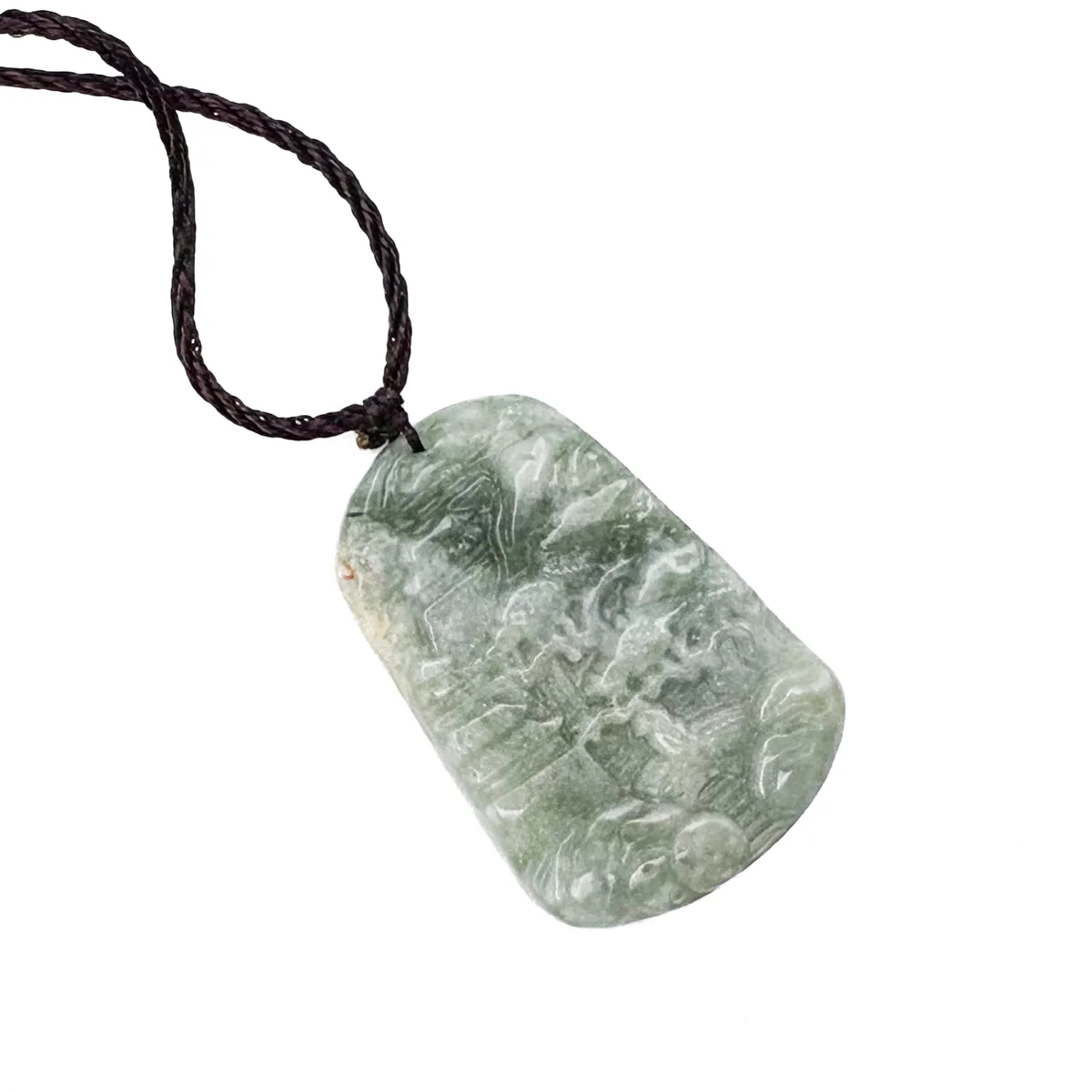 Certified Green Natural A Jade Jadeite Carved Pendant Landscape Painting Necklace - Image 6