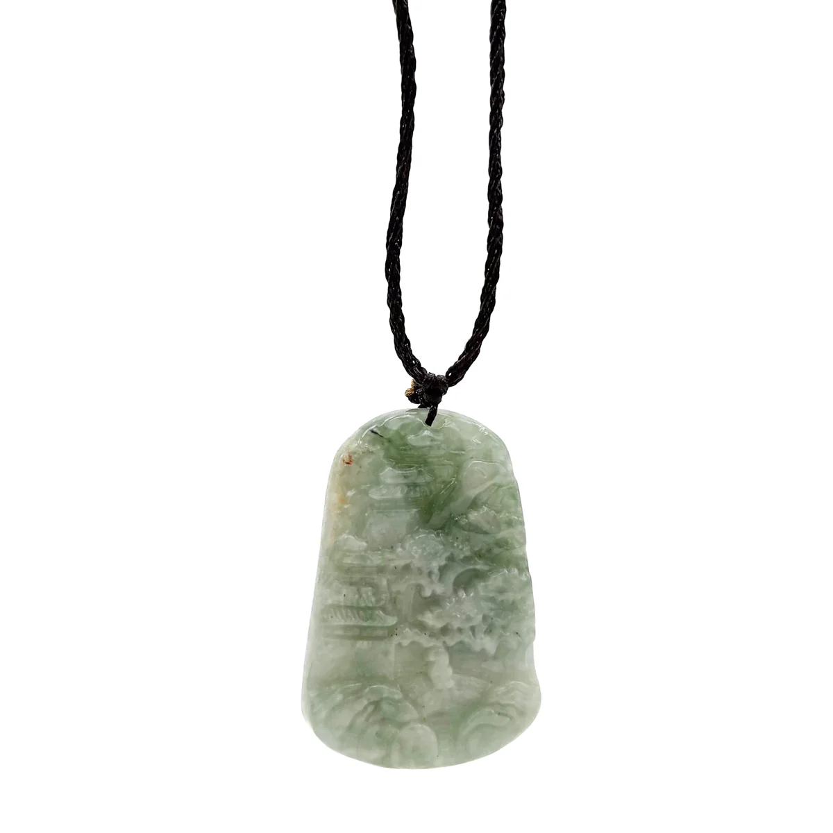 Certified Green Natural A Jade Jadeite Carved Pendant Landscape Painting Necklace - Image 7