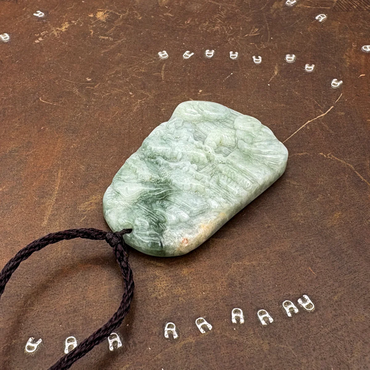 Certified Green Natural A Jade Jadeite Carved Pendant Landscape Painting Necklace - Image 8