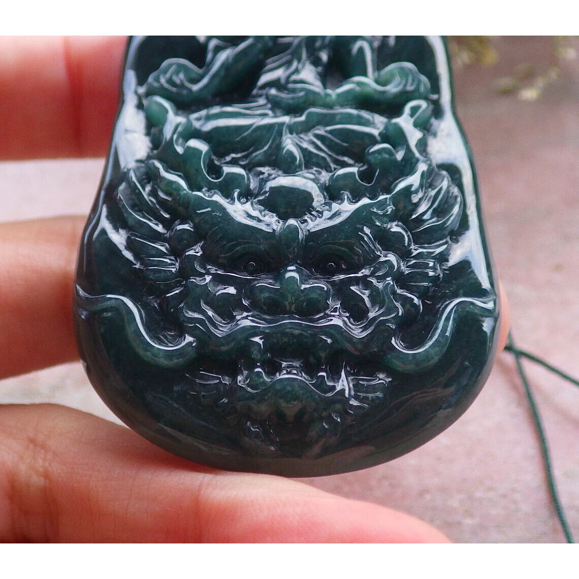 Certified Green Natural A Jade Jadeite Pendant Dragon Guanyin Kwan Yin Necklace - Image 8