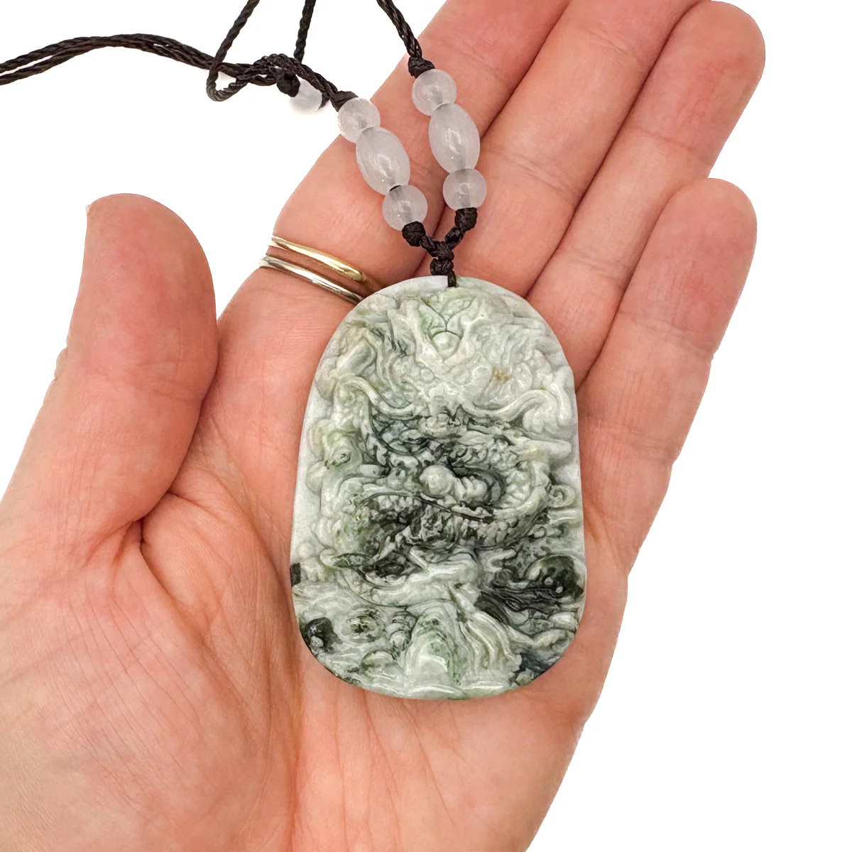 Certified Green Natural A Jade Jadeite Pendant Dragon Ruyi Pendant - Image 13
