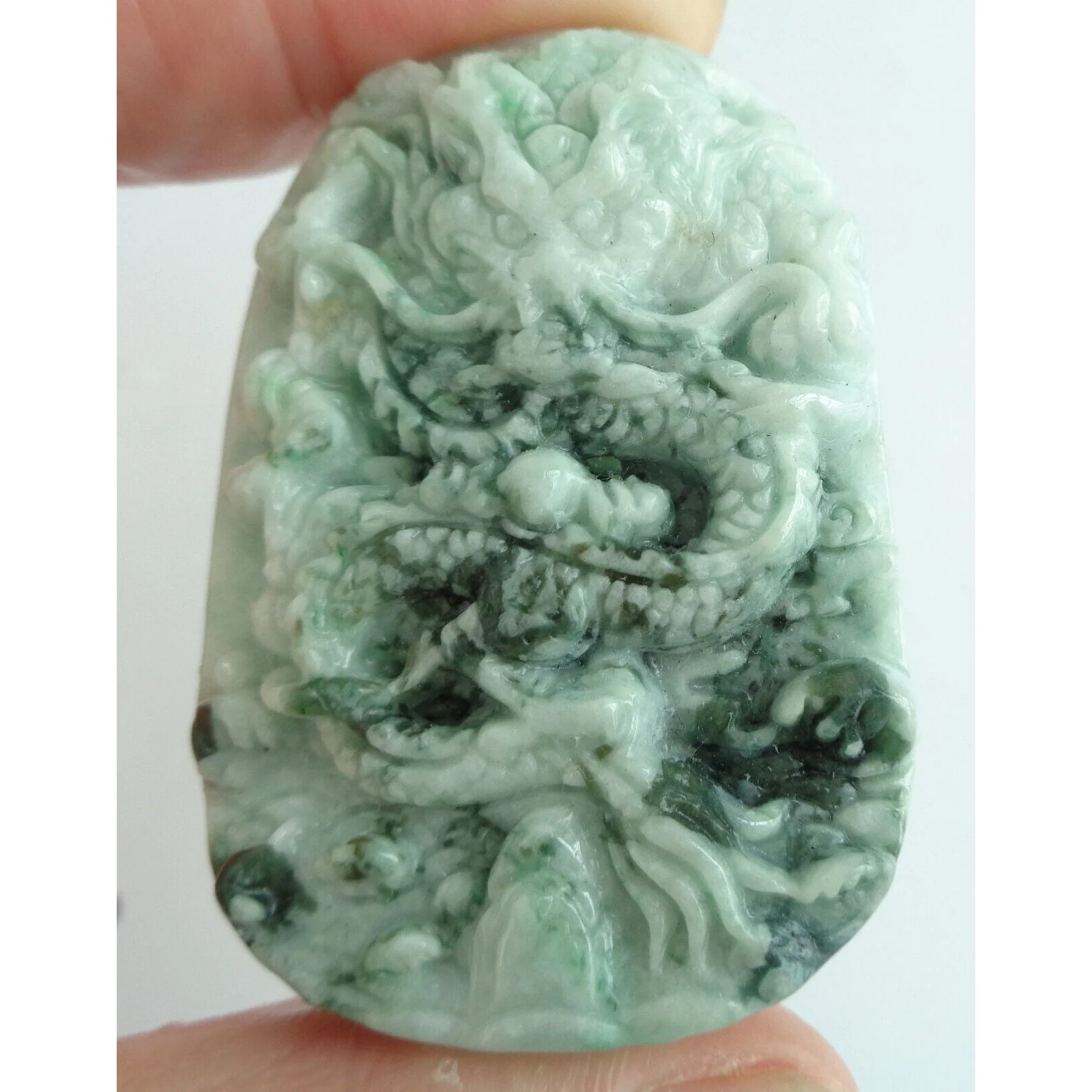 Certified Green Natural A Jade Jadeite Pendant Dragon Ruyi Pendant - Image 14