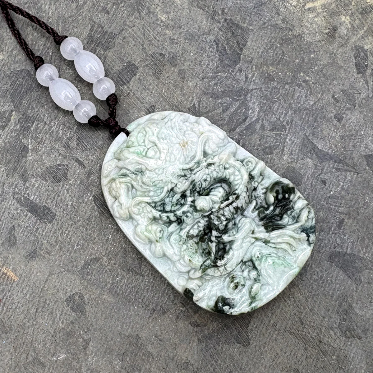 Certified Green Natural A Jade Jadeite Pendant Dragon Ruyi Pendant - Image 3