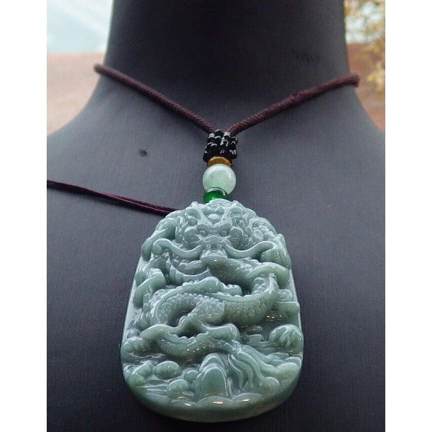 Certified Green Natural A Jade Pendant Dragon Necklace - Image 2