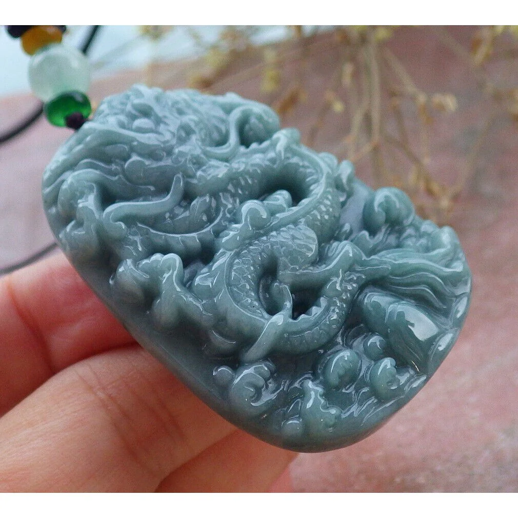 Certified Green Natural A Jade Pendant Dragon Necklace - Image 4