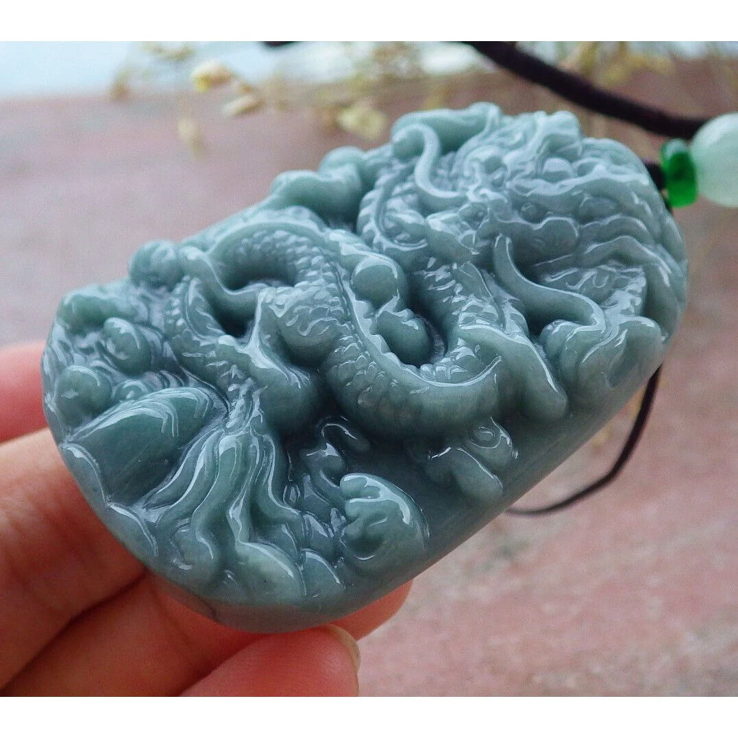 Certified Green Natural A Jade Pendant Dragon Necklace - Image 5