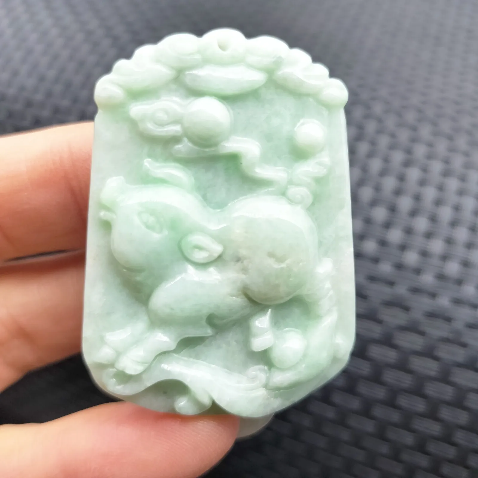 Certified Green Natural Jade Jadeite Carved Pig Ruyi YuanBao Pendant Grade A - Image 4