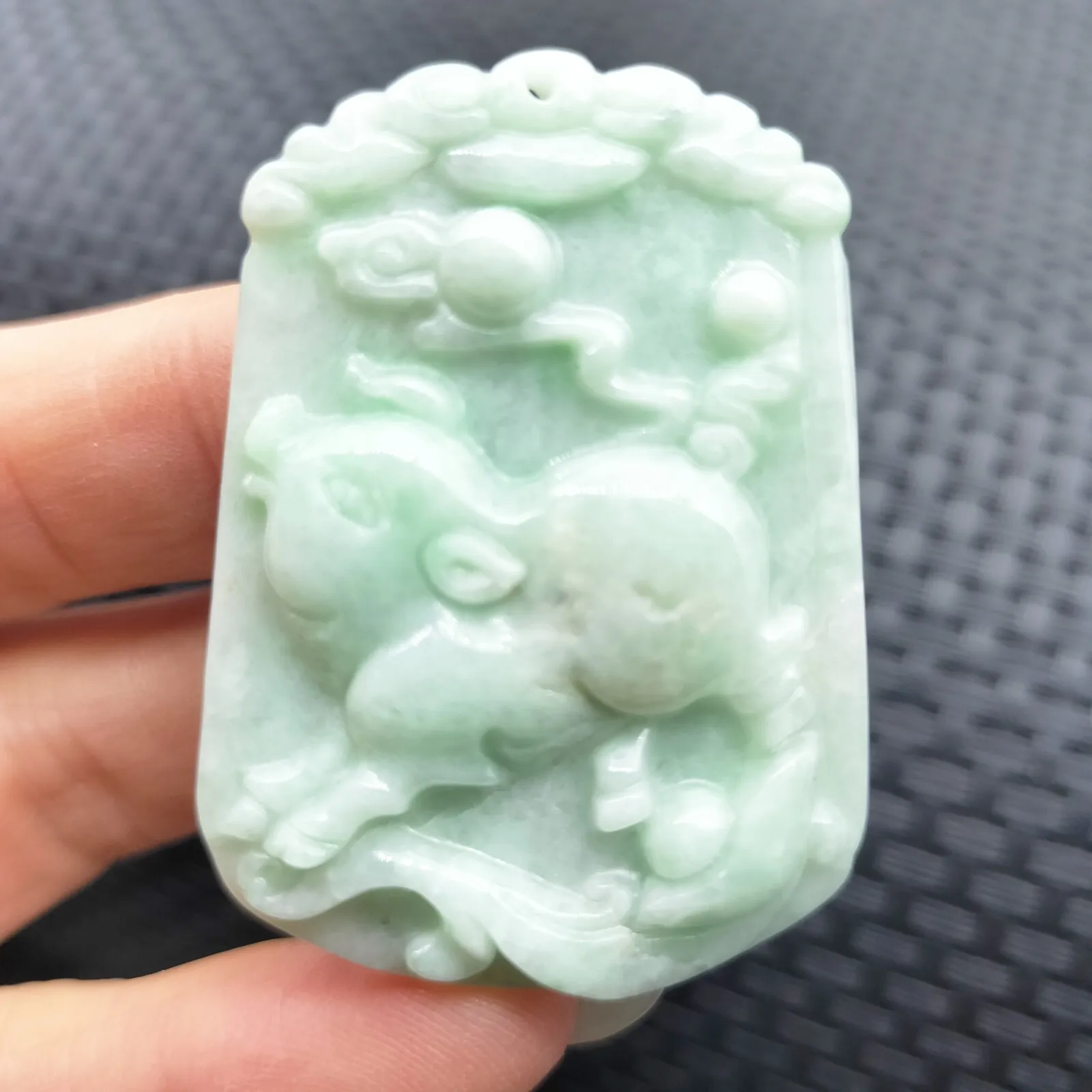 Certified Green Natural Jade Jadeite Carved Pig Ruyi YuanBao Pendant Grade A - Image 5