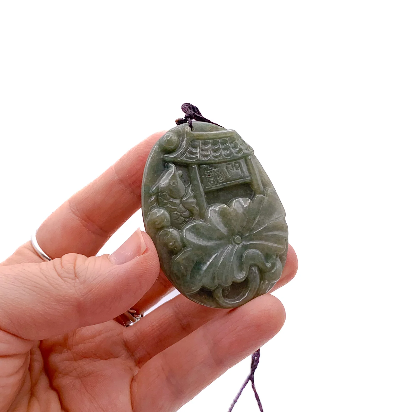 Certified Green Natural Type A Jade Jadeite Carp Fish Jump The Dragon Gate Pendant Necklace - Image 2