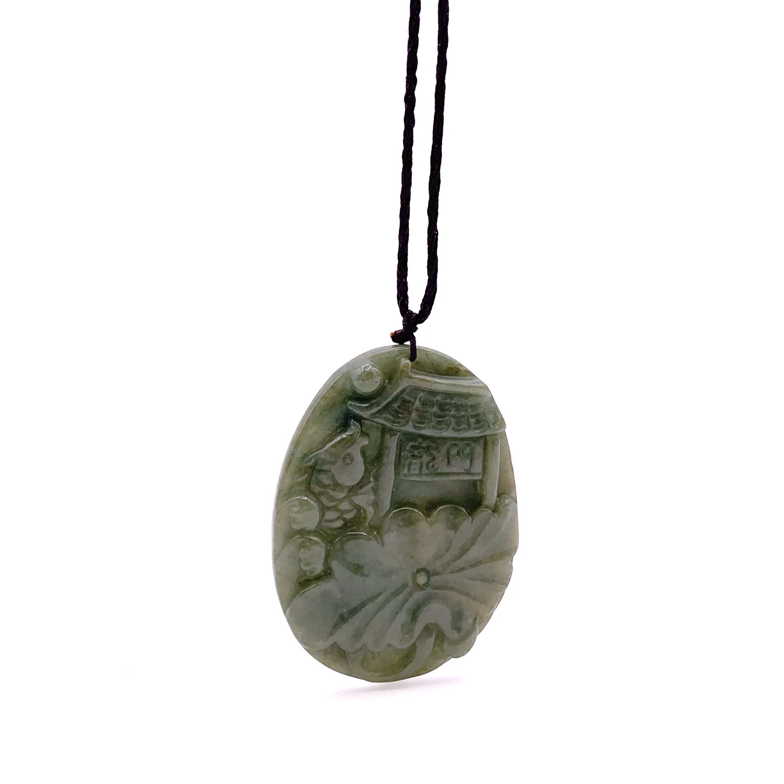Certified Green Natural Type A Jade Jadeite Carp Fish Jump The Dragon Gate Pendant Necklace - Image 5