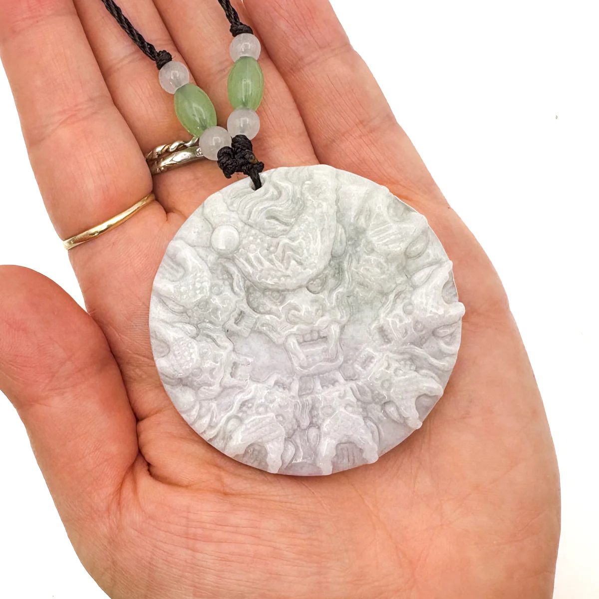 Certified Green Natural Type A Jade Jadeite Carved 9 Dragons Pendant - Image 13