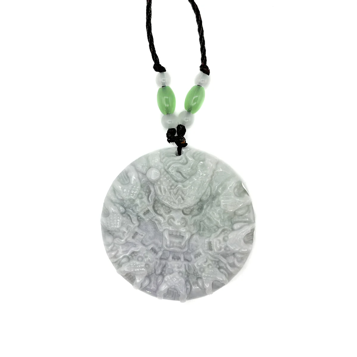 Certified Green Natural Type A Jade Jadeite Carved 9 Dragons Pendant - Image 2