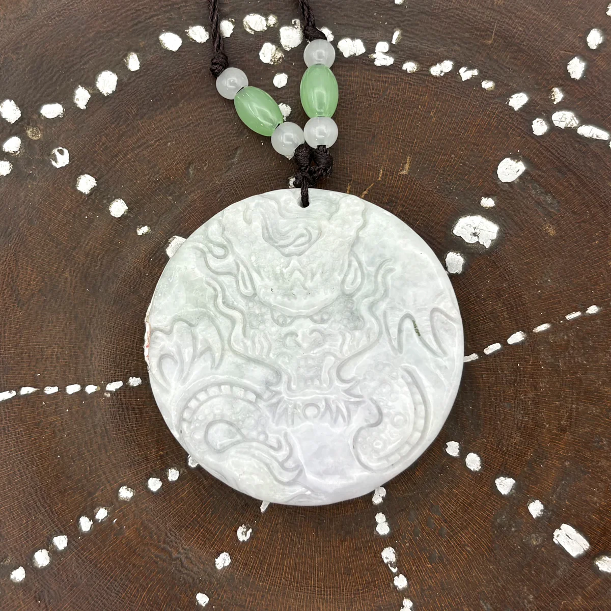 Certified Green Natural Type A Jade Jadeite Carved 9 Dragons Pendant - Image 3