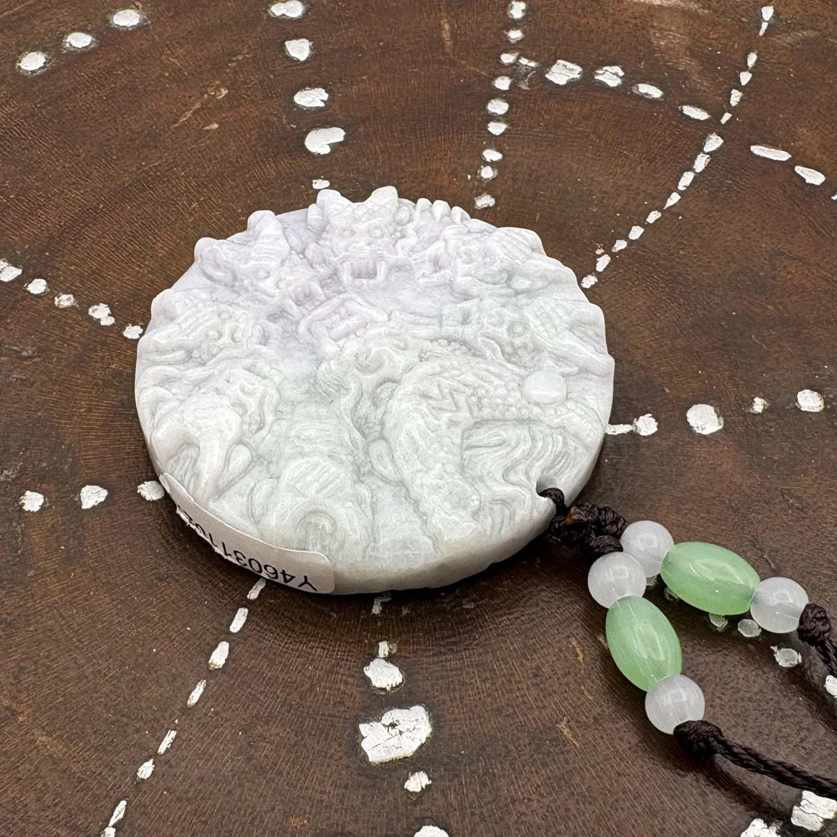 Certified Green Natural Type A Jade Jadeite Carved 9 Dragons Pendant - Image 5