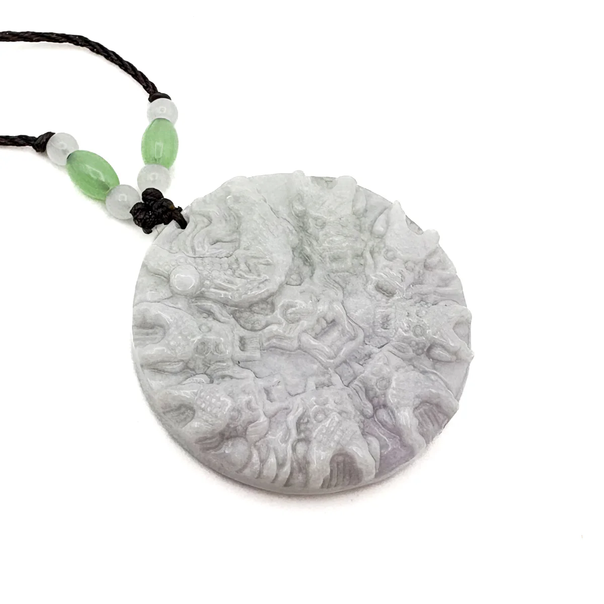Certified Green Natural Type A Jade Jadeite Carved 9 Dragons Pendant - Image 6