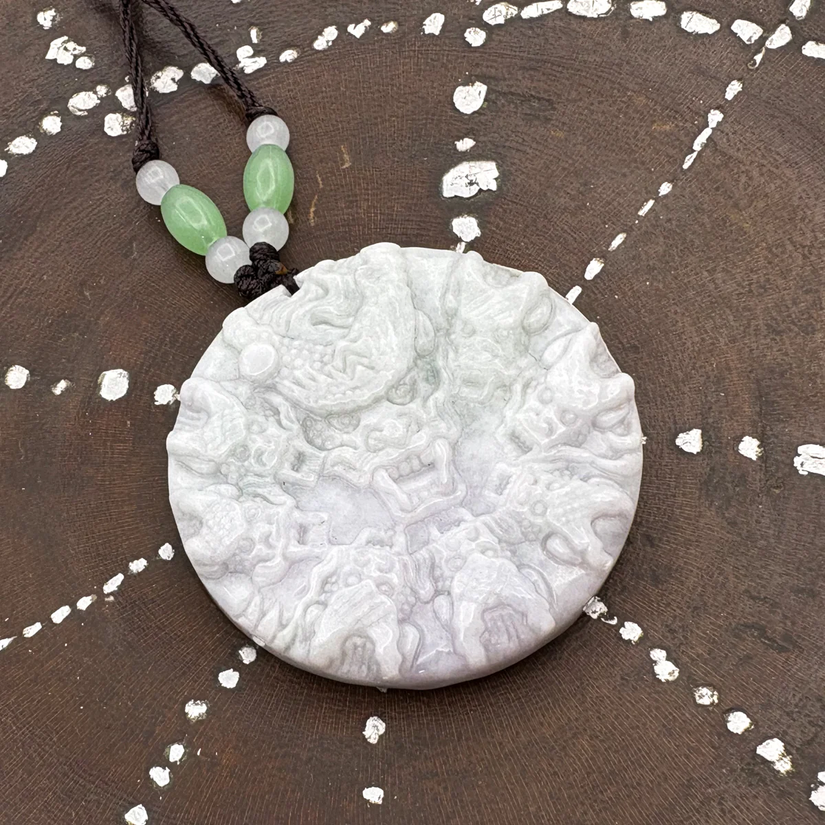 Certified Green Natural Type A Jade Jadeite Carved 9 Dragons Pendant - Image 9