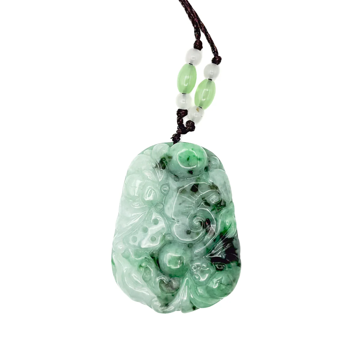 Certified Green Natural Type A Jade Jadeite Carved Bat Coin Ruyi Pendant - Image 4