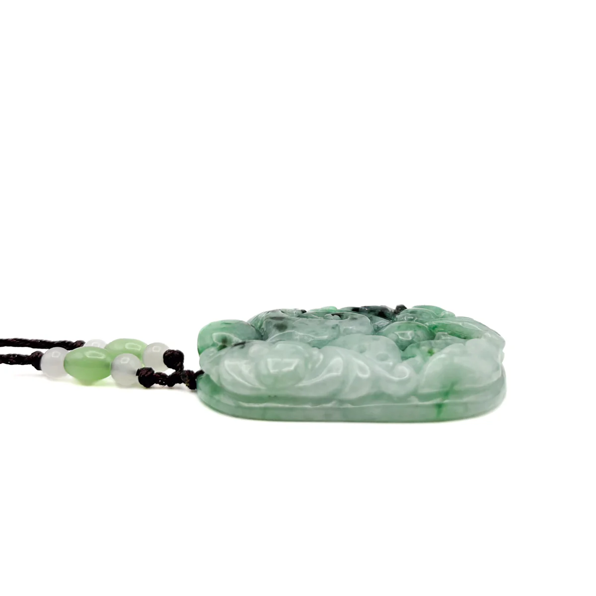 Certified Green Natural Type A Jade Jadeite Carved Bat Coin Ruyi Pendant - Image 5
