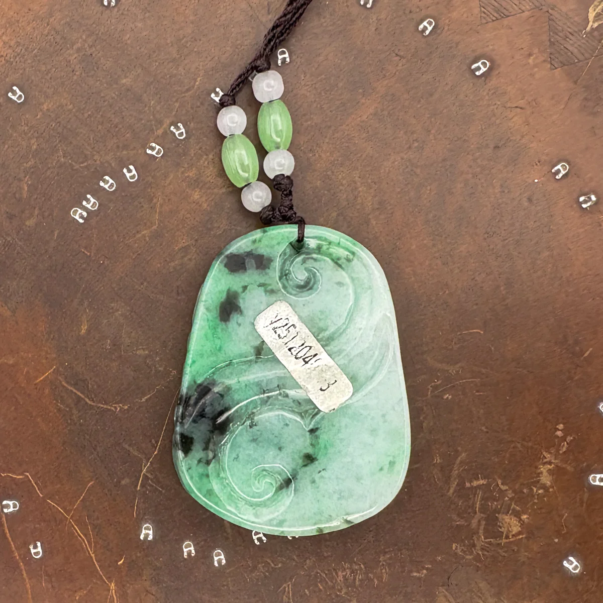 Certified Green Natural Type A Jade Jadeite Carved Bat Coin Ruyi Pendant - Image 7