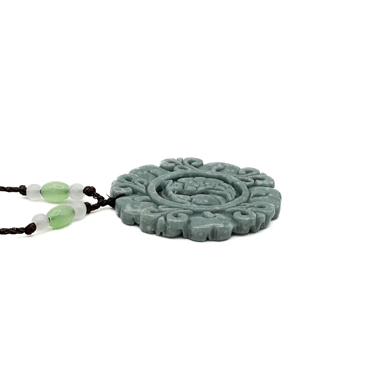 Certified Green Natural Type A Jade Jadeite Carved Double Bird Flower Pendant - Image 6