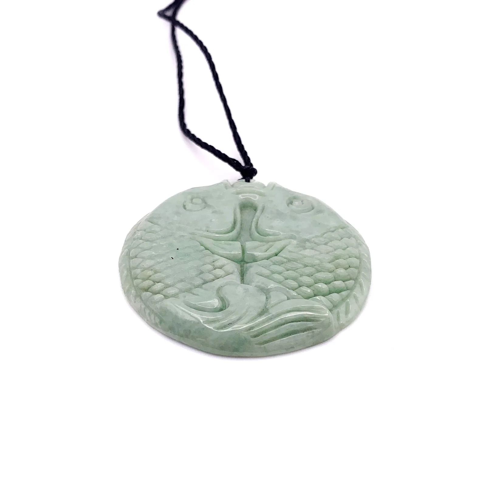 Certified Green Natural Jade Jadeite Carved Double Fish Happiness in Marriage Pendant - Image 5