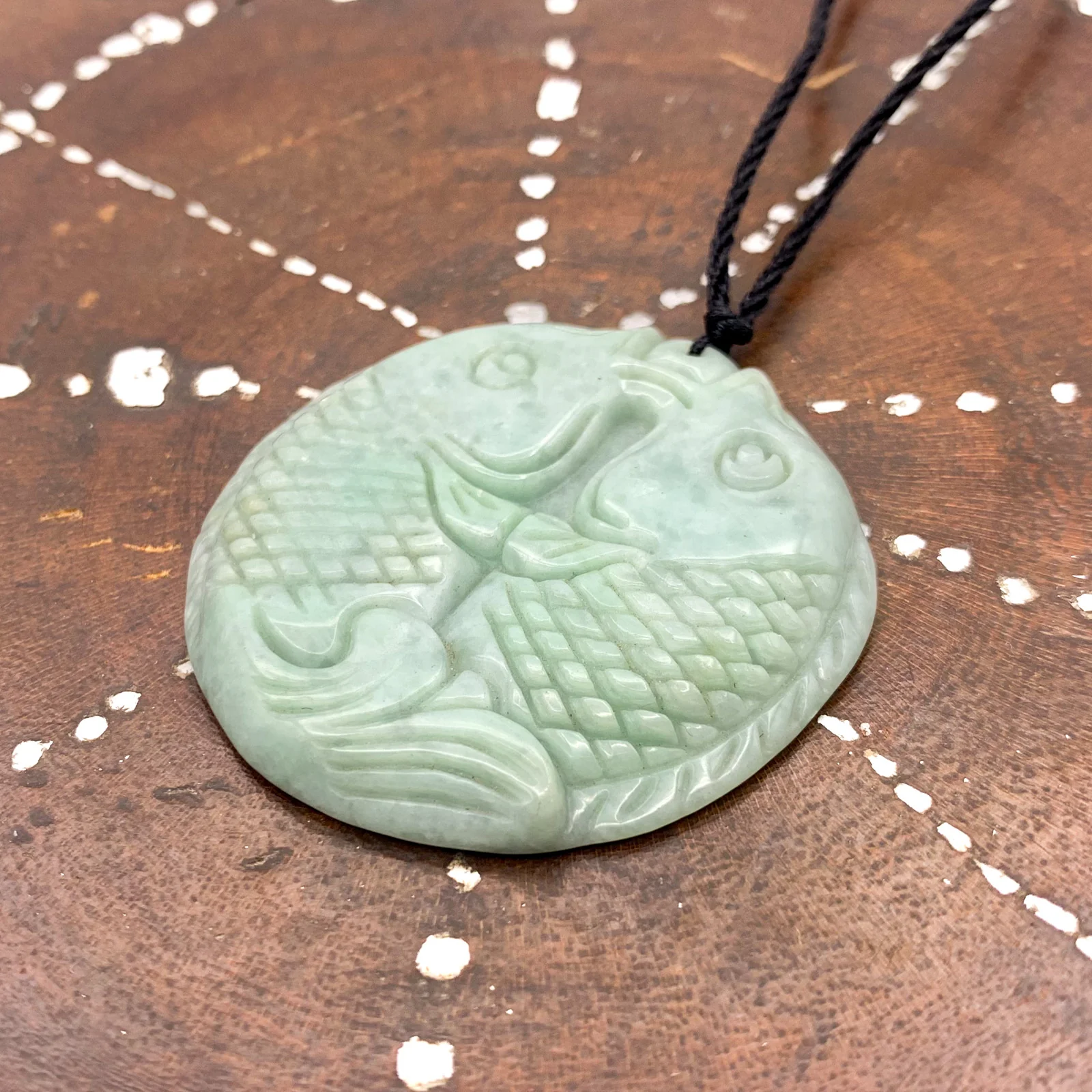 Certified Green Natural Jade Jadeite Carved Double Fish Happiness in Marriage Pendant - Image 6