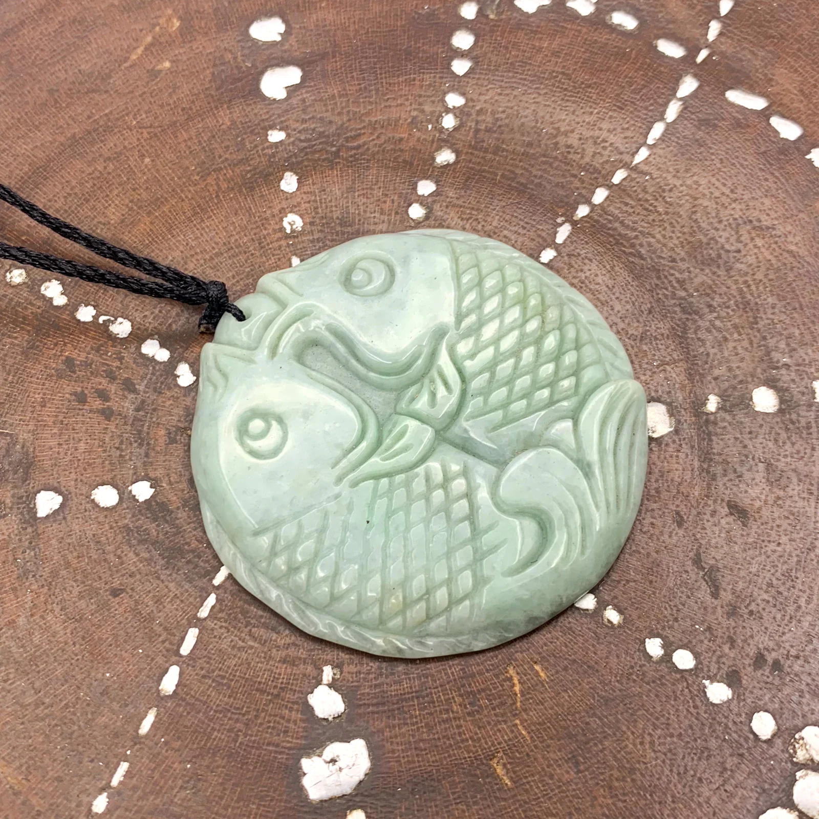 Certified Green Natural Jade Jadeite Carved Double Fish Happiness in Marriage Pendant - Image 7