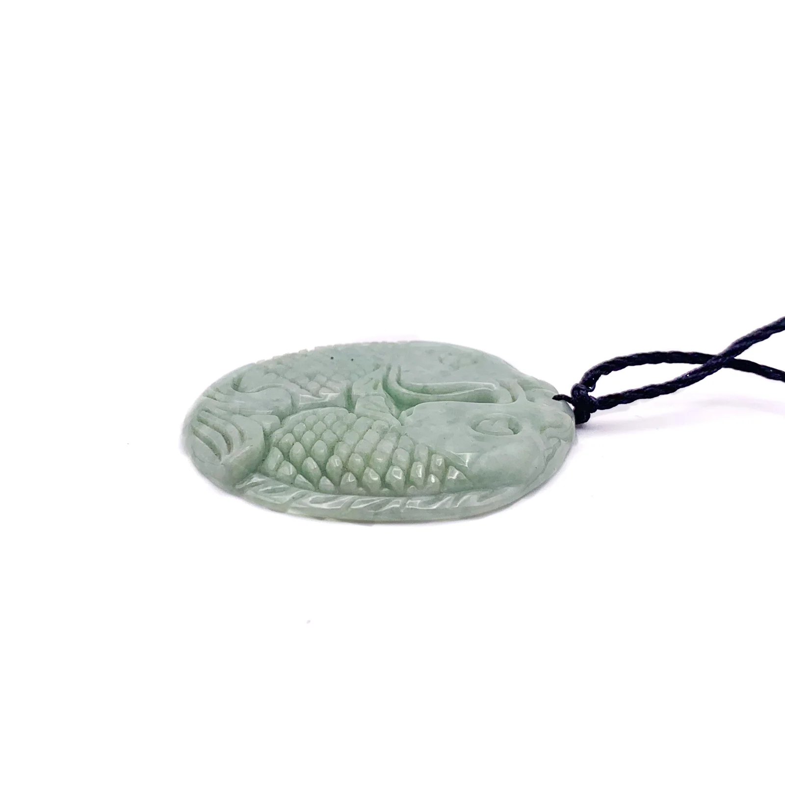 Certified Green Natural Jade Jadeite Carved Double Fish Happiness in Marriage Pendant - Image 8