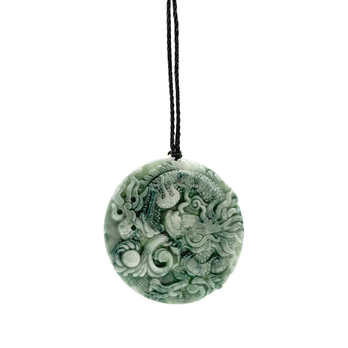 Certified Green Natural Type A Jade Jadeite Carved Dragon Bead Pendant - Image 2