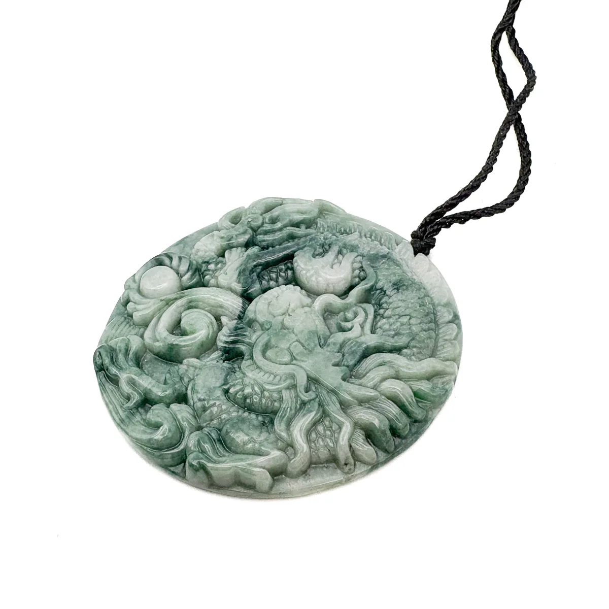 Certified Green Natural Type A Jade Jadeite Carved Dragon Bead Pendant - Image 4